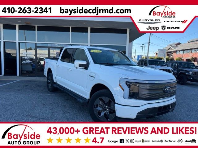 White Metallic 2022 Ford F-150 Lightning Pickup Truck All-Wheel Drive Automatic