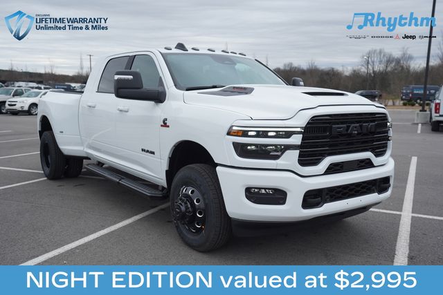 Bright White Clearcoat 2026 RAM 3500 Laramie Mega Cab DRW 4WD Pickup Truck Four-Wheel Drive 8-Speed Automatic