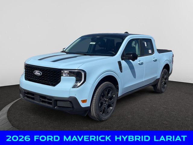 Light Blue 2026 Ford Maverick Lariat SuperCrew AWD Pickup Truck All-Wheel Drive Continuously Variable Transmission