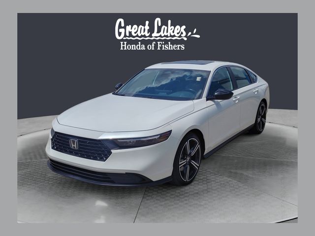 Platinum White Pearl 2025 Honda Accord Hybrid Sedan Front-Wheel Drive Continuously Variable Transmission