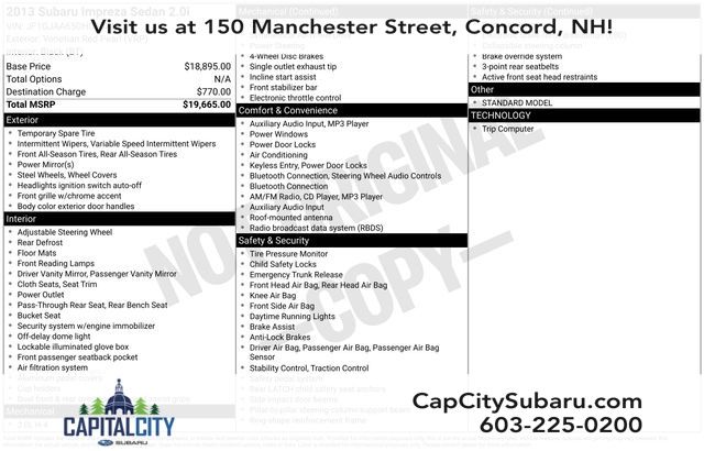 2013 Subaru Impreza 2.0i