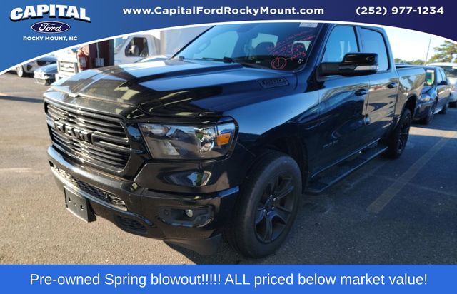 Diamond Black Crystal Pearlcoat 2020 RAM 1500 Big Horn Crew Cab 4WD Pickup Truck Four-Wheel Drive 8-Speed Automatic