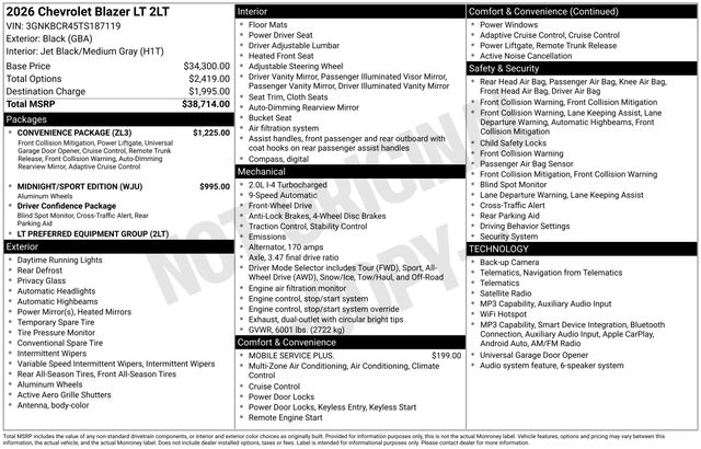 New 2026 Chevrolet Blazer LT For Sale in Livonia, MI