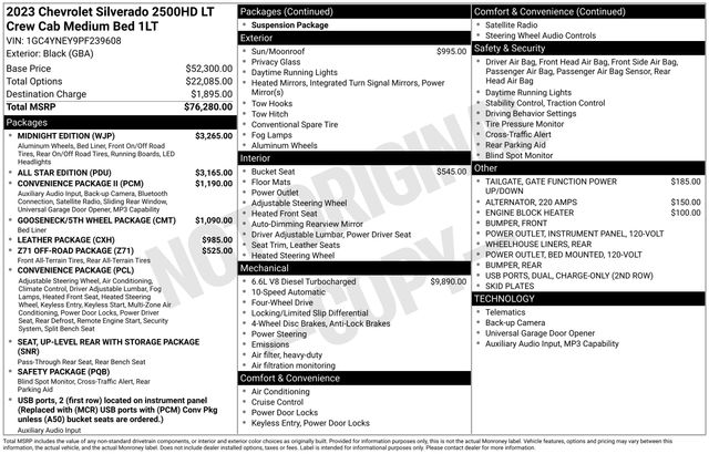 Black 2023 Chevrolet Silverado 2500HD Pickup Truck Four-Wheel Drive Automatic