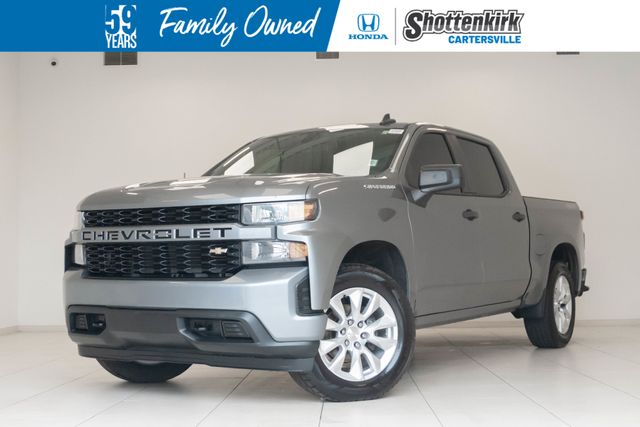 Gray (Satin Steel Metallic) 2019 Chevrolet Silverado 1500 Custom Crew Cab 4WD Pickup Truck Four-Wheel Drive 6-Speed Automatic Overdrive