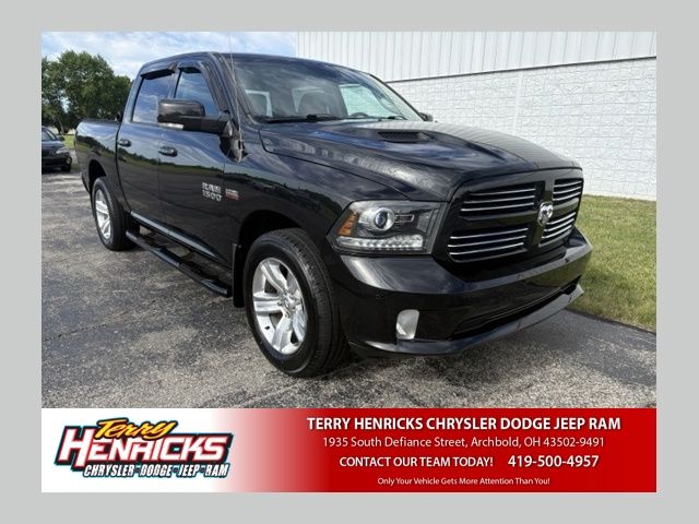 Brilliant Black Crystal Pearlcoat 2016 RAM 1500 Sport Crew Cab 4WD Pickup Truck Four-Wheel Drive 8-Speed Automatic