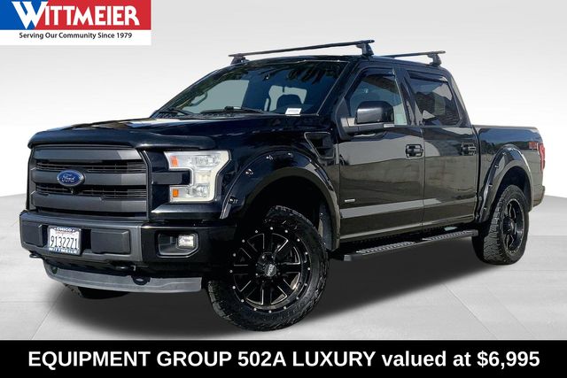 Tuxedo Black Metallic 2015 Ford F-150 Lariat SuperCrew 4WD Pickup Truck Four-Wheel Drive 6-Speed Automatic
