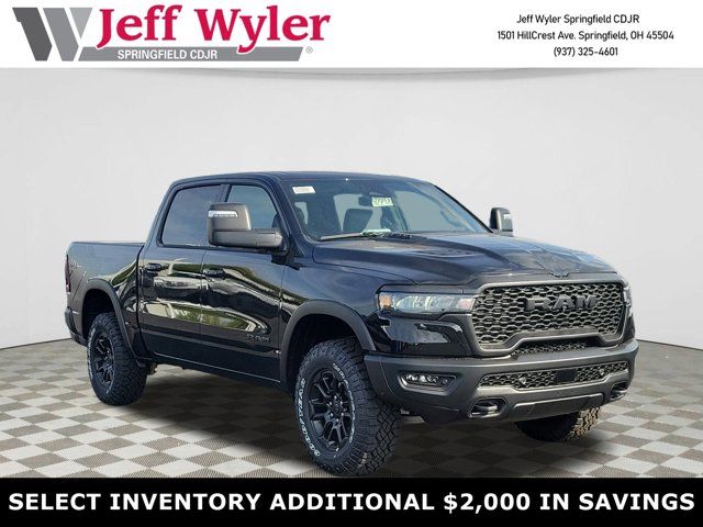 Diamond Black Crystal Pearlcoat 2026 RAM 1500 Rebel Crew Cab 4WD Pickup Truck Four-Wheel Drive 8-Speed Automatic
