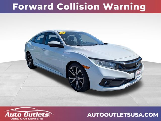 White 2019 Honda Civic Sport FWD Sedan Front-Wheel Drive Continuously Variable Transmission