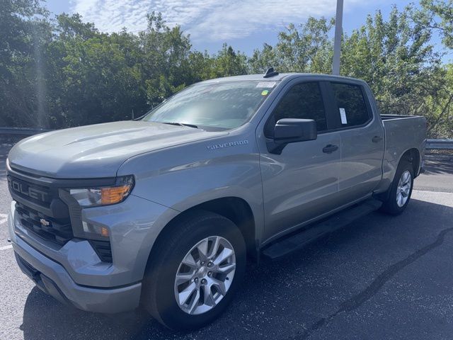 Sterling Gray Metallic 2023 Chevrolet Silverado 1500 Custom Crew Cab RWD Pickup Truck 4X2 8-Speed Automatic