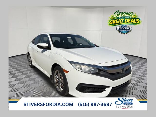 White 2017 Honda Civic LX Sedan Front-Wheel Drive Continuously Variable Transmission