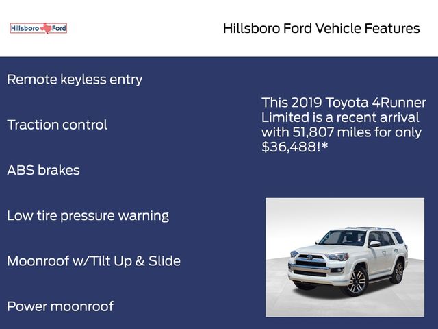 2019 Blizzard Pearl Toyota 4Runner Limited 4X4 SUV