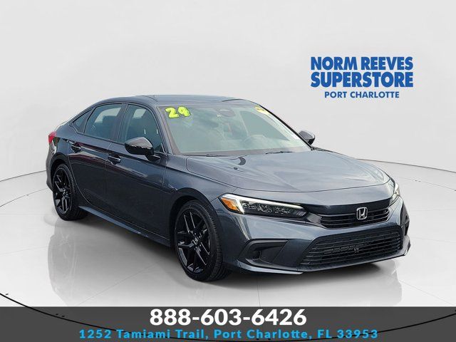 Crystal Black Pearl 2024 Honda Civic Sedan Front-Wheel Drive Continuously Variable Transmission