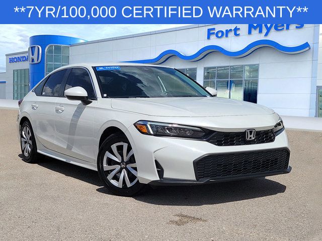 Platinum White Pearl 2025 Honda Civic LX FWD Sedan Front-Wheel Drive Continuously Variable Transmission