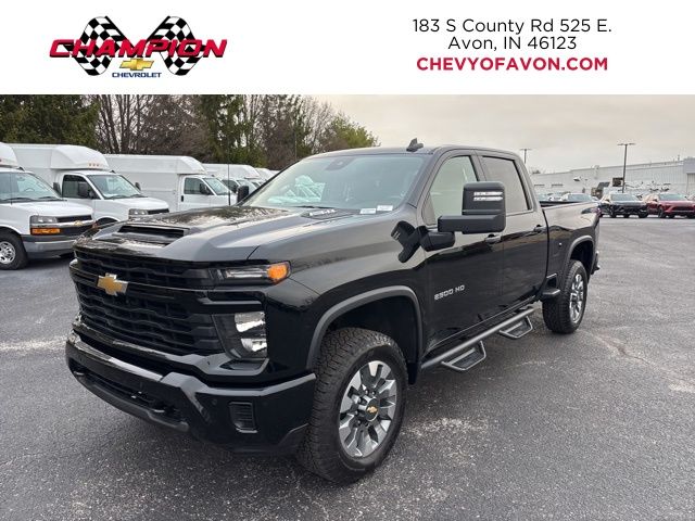 Black 2025 Chevrolet Silverado 2500HD Custom Crew Cab 4WD Pickup Truck Four-Wheel Drive Automatic