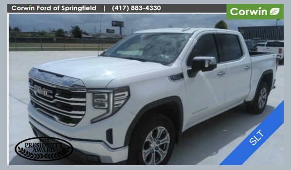 Summit White 2025 GMC Sierra 1500 SLT Crew Cab 4WD Pickup Truck Four-Wheel Drive Automatic