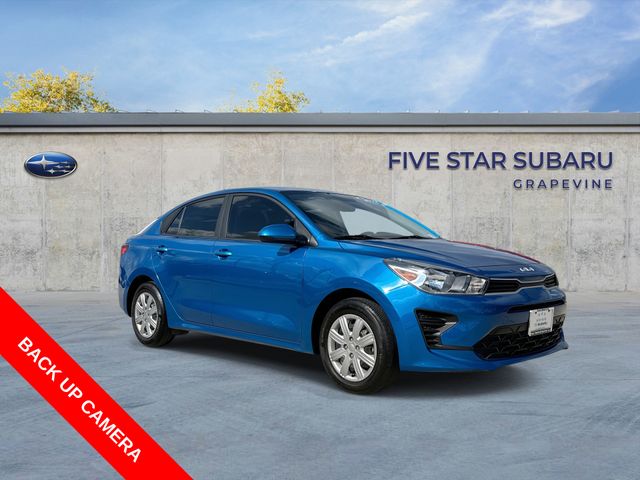 Sporty Blue 2023 Kia Rio S FWD Sedan Front-Wheel Drive Continuously Variable Transmission