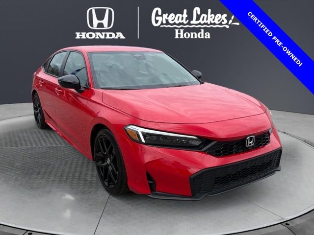 Rallye Red 2025 Honda Civic Sport FWD Sedan Front-Wheel Drive Continuously Variable Transmission