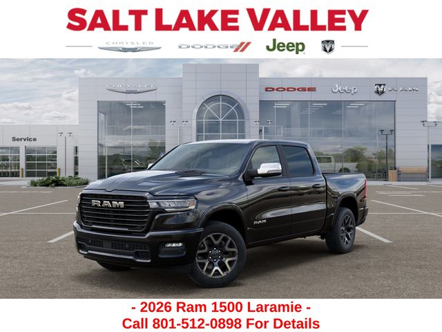 Diamond Black Crystal Pearlcoat 2026 RAM 1500 Laramie Crew Cab 4WD Pickup Truck Four-Wheel Drive 8-Speed Automatic