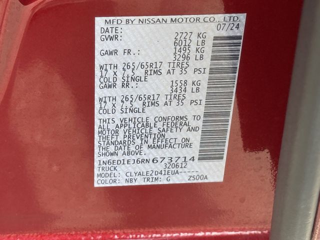 2024 Nissan Frontier SL Red at DeMontrond Auto Country