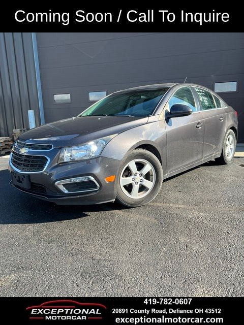 Gray (Tungsten Metallic) 2015 Chevrolet Cruze Sedan Front-Wheel Drive 6-Speed Automatic Overdrive