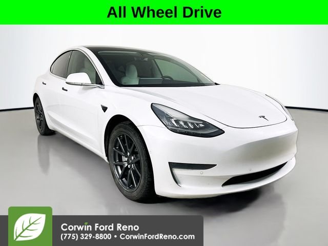 White 2019 Tesla Model 3 Sedan All-Wheel Drive 1-Speed Automatic