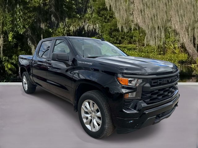 Black 2024 Chevrolet Silverado 1500 Custom Crew Cab 4WD Pickup Truck Four-Wheel Drive 8-Speed Automatic