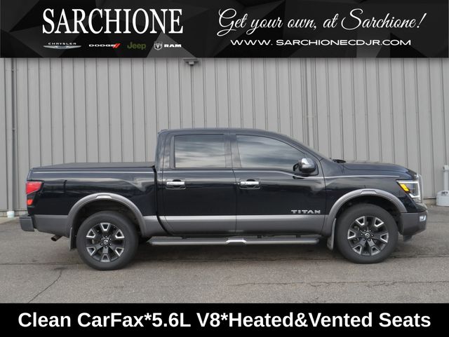 Super Black 2021 Nissan Titan Platinum Reserve Crew Cab 4WD Pickup Truck Four-Wheel Drive 9-Speed Automatic