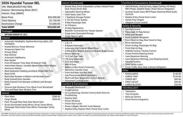 New 2026 Hyundai Tucson For Sale in Indianapolis, IN