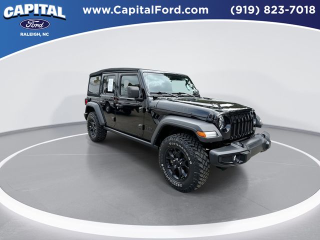 Used 2022 Jeep Wrangler Unlimited Willys with VIN 1C4HJXDG9NW139273 for sale in Raleigh, NC