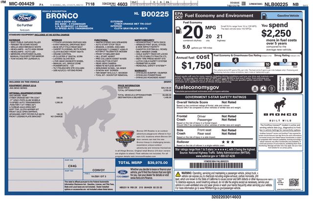 used 2022 Ford Bronco car, priced at $34,999