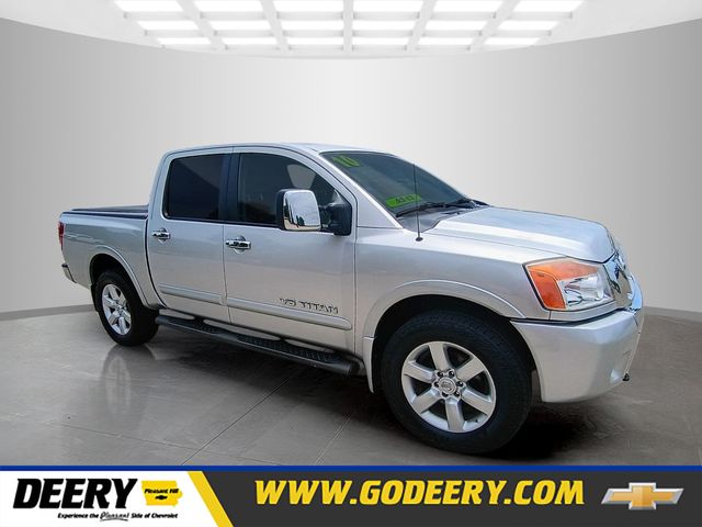 Silver Lightning Metallic 2010 Nissan Titan LE Crew Cab 4WD Pickup Truck Four-Wheel Drive 5-Speed Automatic