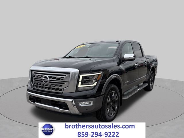 Super Black 2021 Nissan Titan Pickup Truck Four-Wheel Drive 9-Speed Automatic
