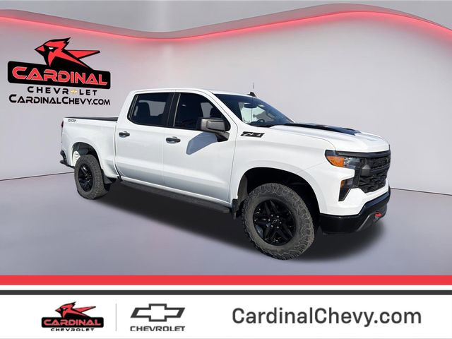 Summit White 2022 Chevrolet Silverado 1500 Custom Trail Boss Crew Cab 4WD Pickup Truck Four-Wheel Drive Automatic