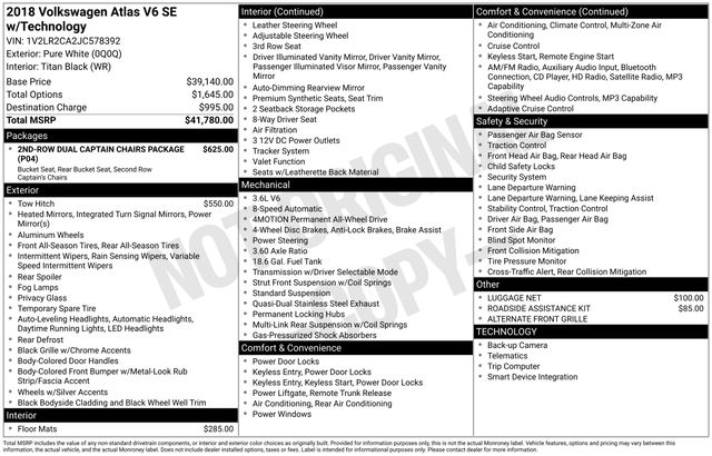 used 2018 Volkswagen Atlas car, priced at $14,899