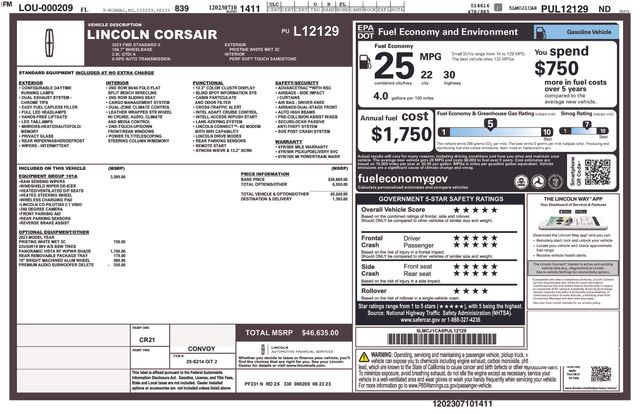  2023 Lincoln Corsair Standard FWD   