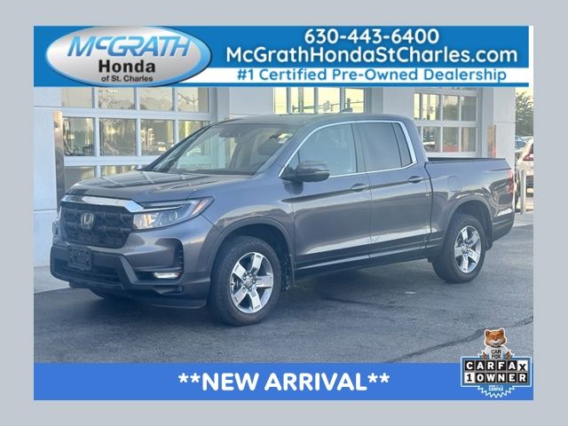 Gray (Modern Steel Metallic) 2025 Honda Ridgeline Pickup Truck All-Wheel Drive 9-Speed Automatic