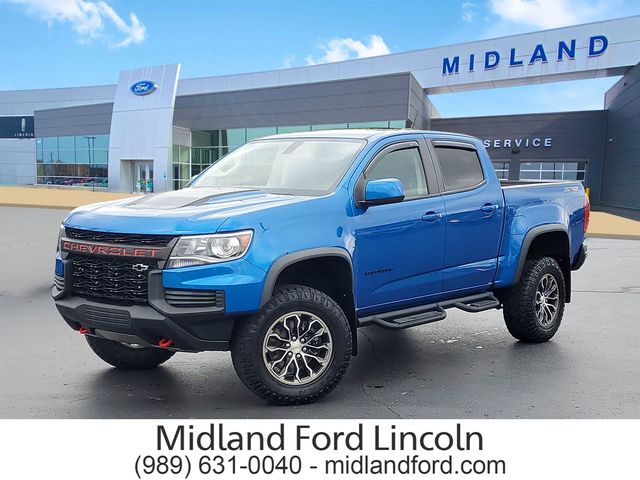 Bright Blue Metallic 2022 Chevrolet Colorado ZR2 Crew Cab 4WD Pickup Truck Four-Wheel Drive 8-Speed Automatic