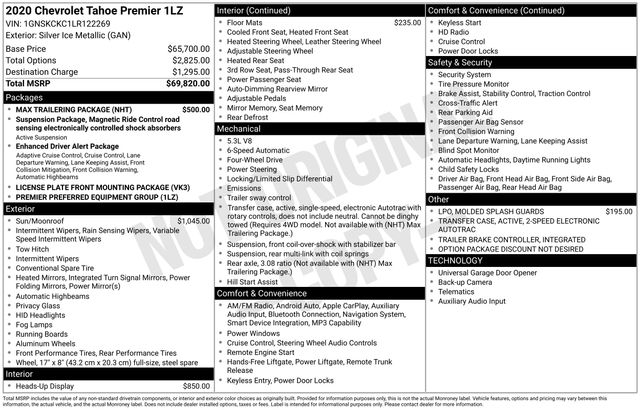 Used 2020 Chevrolet Tahoe SUV