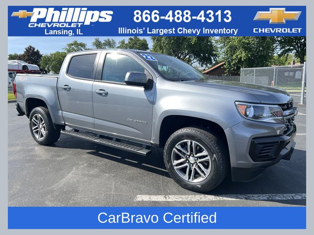 Gray (Satin Steel Metallic) 2022 Chevrolet Colorado Work Truck Crew Cab 4WD Pickup Truck Four-Wheel Drive 8-Speed Automatic
