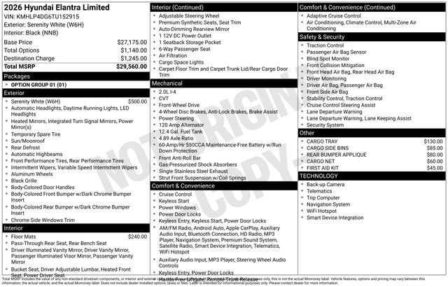 New 2026 Hyundai Elantra For Sale in Indianapolis, IN