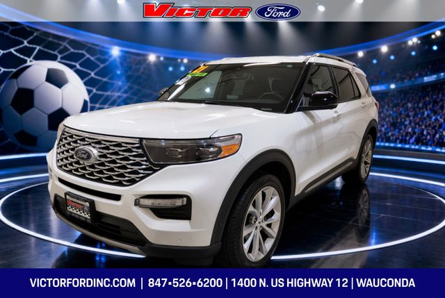 Star White Metallic Tri-Coat 2021 Ford Explorer SUV / Crossover All-Wheel Drive Automatic