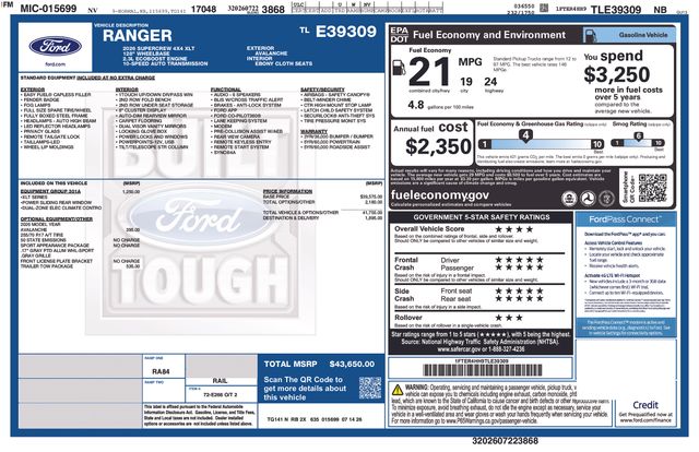 Avalanche 2026 Ford Ranger Pickup Truck Four-Wheel Drive Automatic