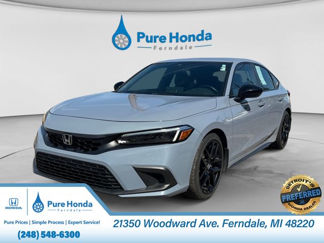 Gray 2023 Honda Civic Hatchback Sport FWD Hatchback Front-Wheel Drive Continuously Variable Transmission