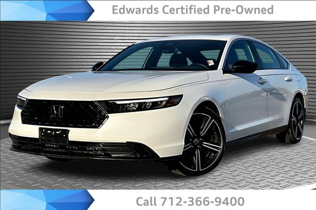 White 2023 Honda Accord Hybrid Sport FWD Sedan Front-Wheel Drive Continuously Variable Transmission