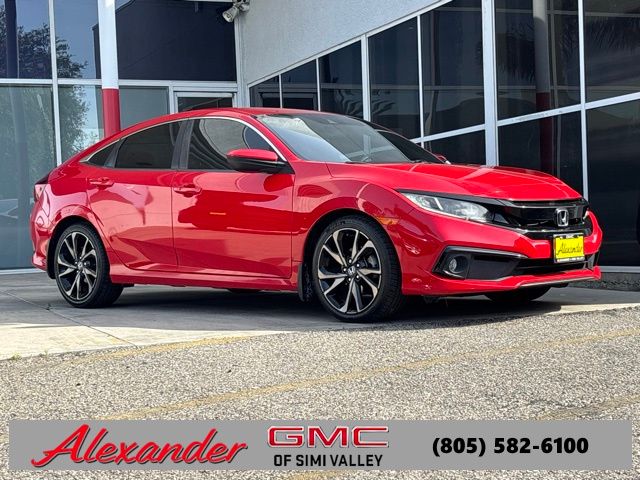 Red 2019 Honda Civic Sport FWD Sedan Front-Wheel Drive Continuously Variable Transmission