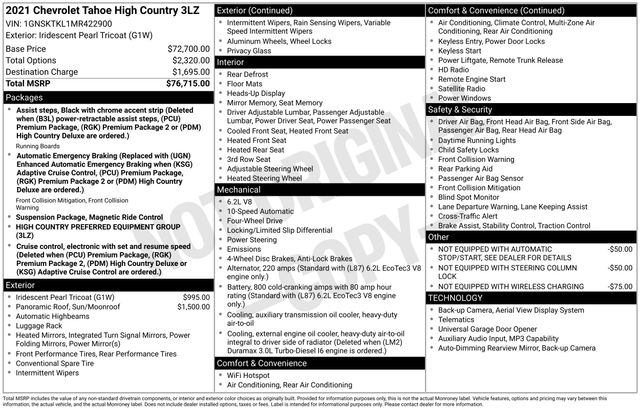 2021 Chevrolet Tahoe High Country - Main Image