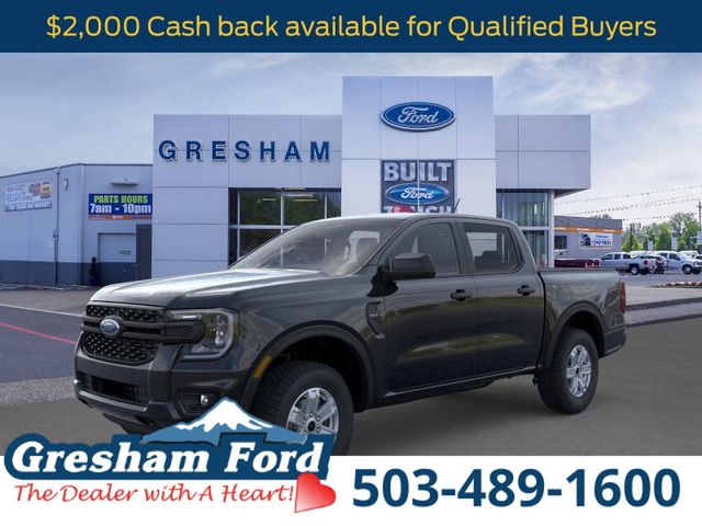 Shadow Black 2025 Ford Ranger XL SuperCrew 4WD Pickup Truck Four-Wheel Drive Automatic