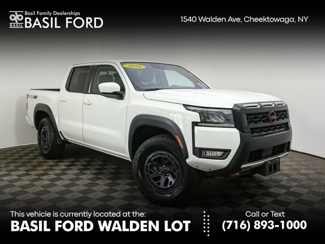 Glacier White 2026 Nissan Frontier Pickup Truck Four-Wheel Drive 9-Speed Automatic Overdrive