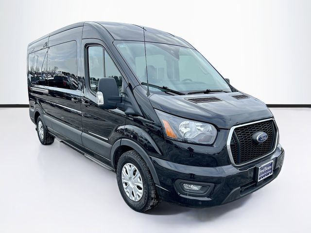 Black Metallic 2023 Ford Transit Passenger 350 XLT Medium Roof LB RWD Van Rear-Wheel Drive